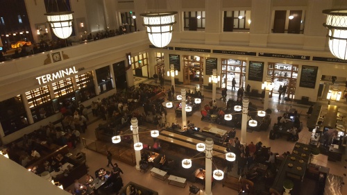 On the balcony of the Crawford Hotel, Denver Union Station