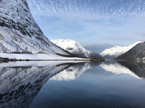 Amazing reflection of the mountians in the fjord