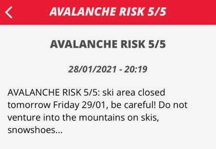 Tignes warning