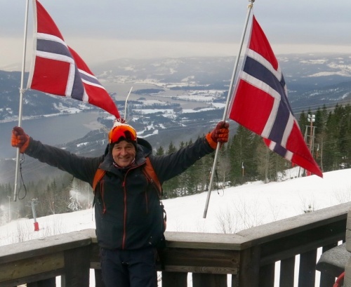 PlanetSKI in Norway with Norwegian flag 2018
