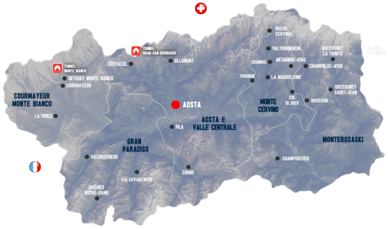 The resorts of the Aosta Valley.