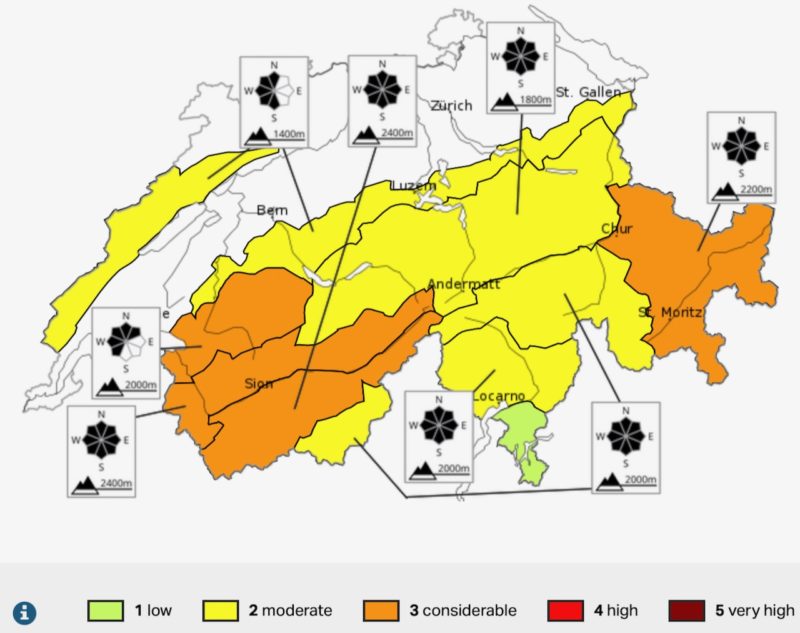 Avalanche risk in Switzerland, Sunday 22nd January