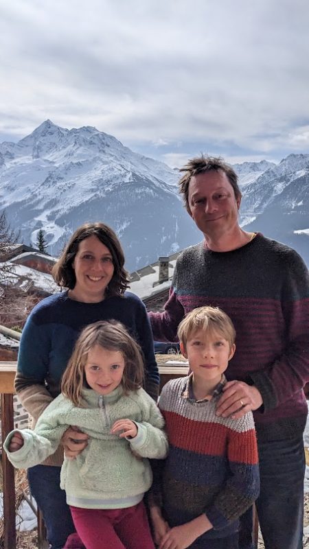 Obligatory family pic on the chalet balcony. Image c/o Tim Clark.