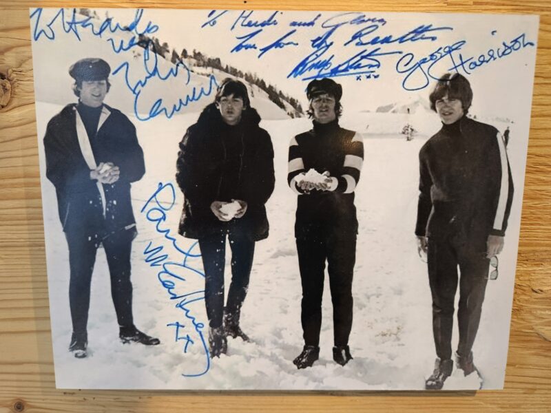 The Beatles autographed photo on display in Obertauern, Austria. Image © PlanetSKI