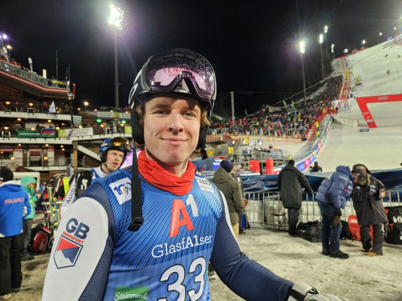 GB's Billy Major at the Schladming Night Slalom. Image © PlanetSKI