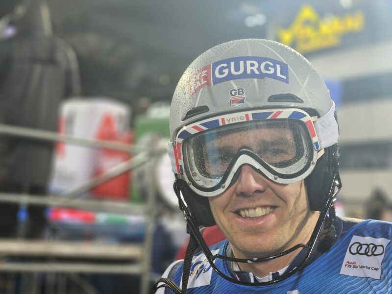 A wet Dave Ryding after the Schladming night slalom 2024. Image © PlanetSKI