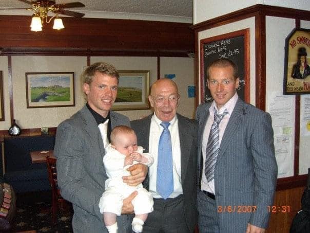 Ian Baxter with sons Noel and Alain and grandson Kerr in 2007. Image c/o Baxter Family Archive