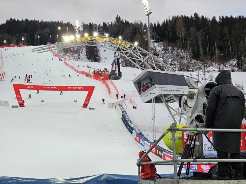 The Planai race course in Schladming, Jan 2024, ahead of the men's GS night race. Image © PlanetSKI