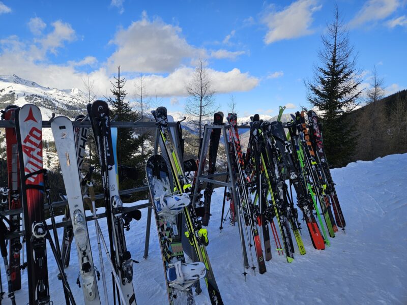 Skis & boards in Gastein ski area, Austria. Image © PlanetSKI