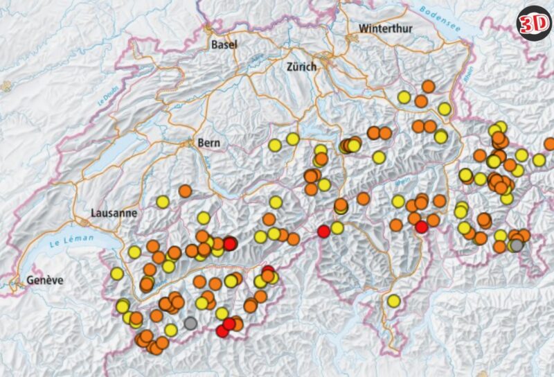 Avalanche incidents. Image c/o The Swiss Institute for Snow and Avalanche Research