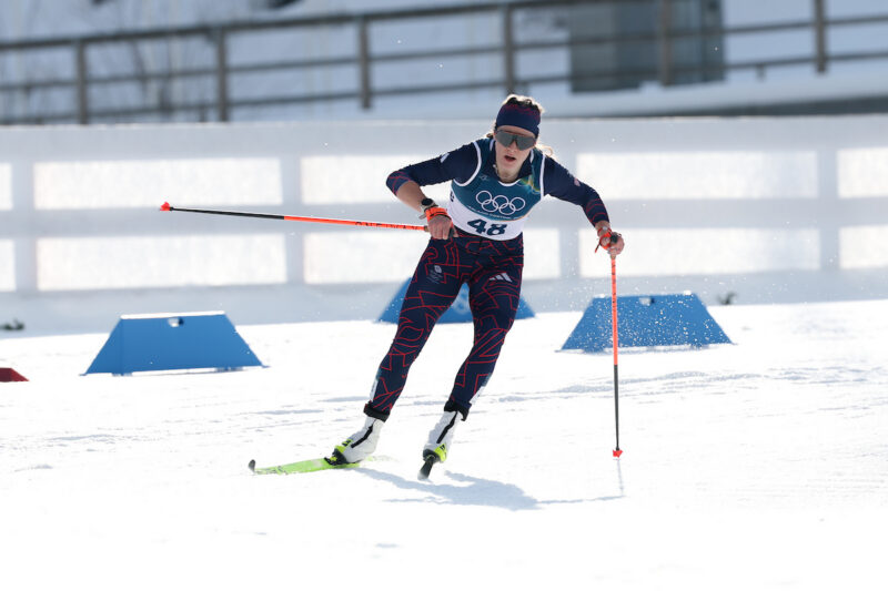 Anna Pryce competing at the 2026 Milan-Cortina Olympics, Image © FIS/Julia Piatkowska/Action Press International