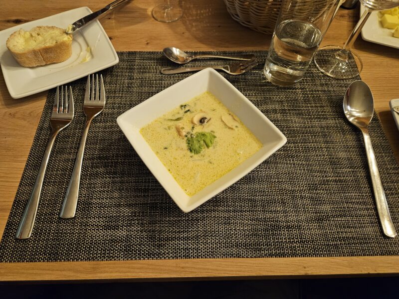 Soup for starter, Inghams chalet, St Anton, Austria. Image © PlanetSKI