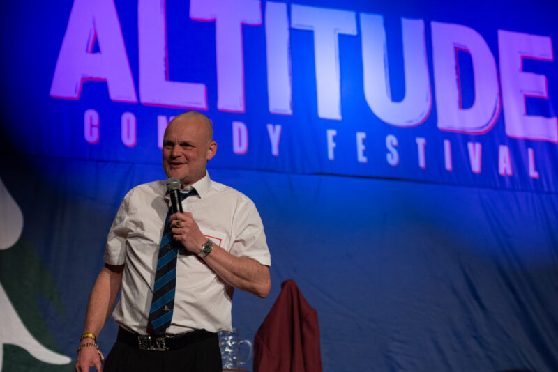 Ski. Laugh. Repeat. 19 Al Murray, The Pub Landlord, at the 2026 Altitude Comedy Festival. Image © Altitude Comedy Festival
