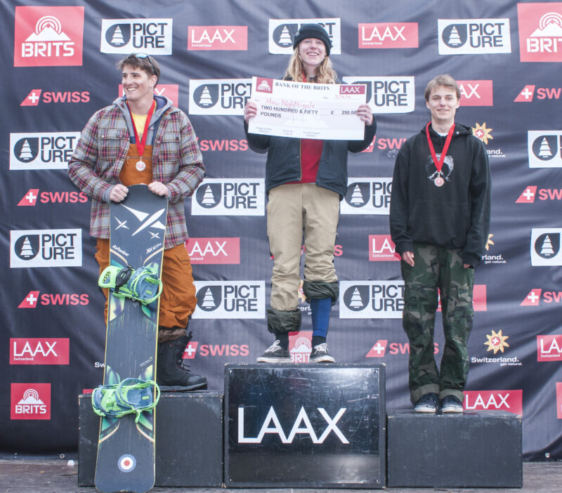 Huw Nightingale (2026 Winter Olympic SBX Champion) winning The BRITS in 2018. Image © The BRITS